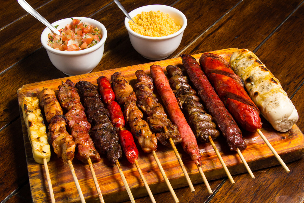 Roast beef skewers on board